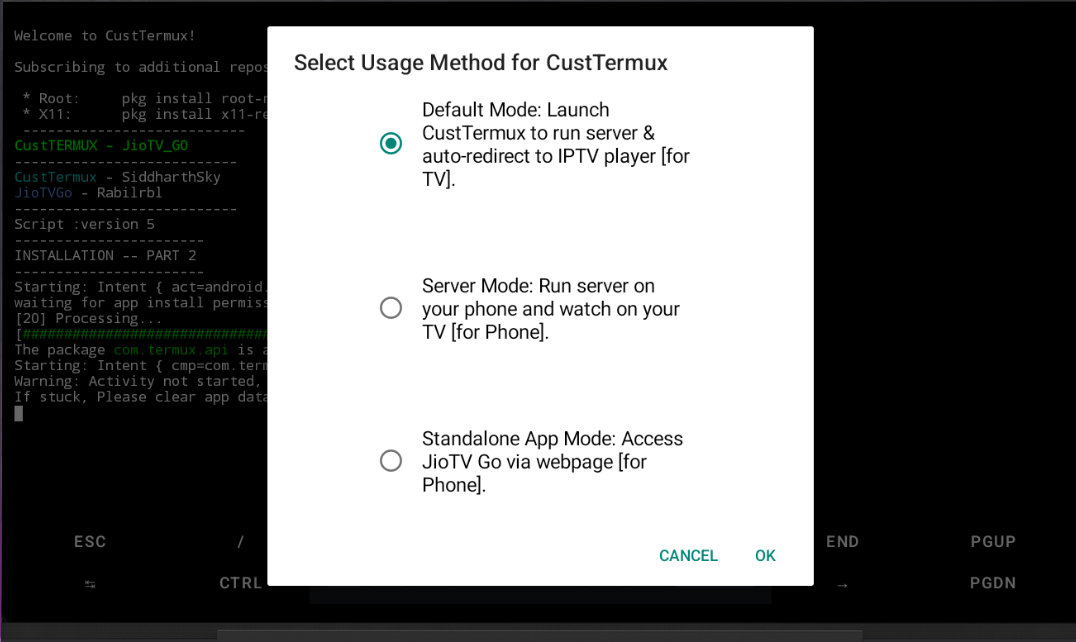 Mode selection